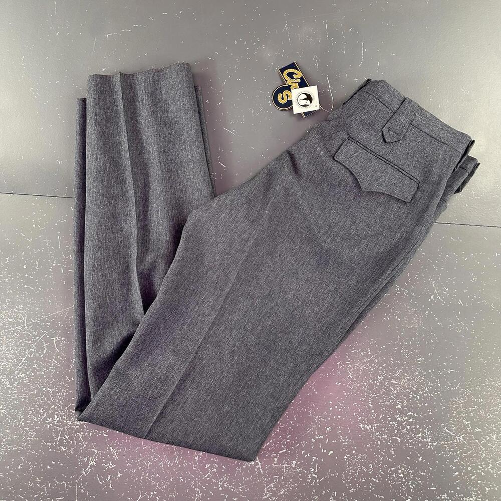 VTG Circle S Dress Pants Mens 34 Heather Blue Poly Suit Slacks NWT USA